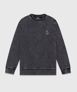 MUSKOKA GARMENT DYED CREWNECK BLACK GOLD OWL