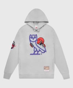 Ovo® x Mitchell and Ness 95 Raptors Og Owl Hoodie Grey