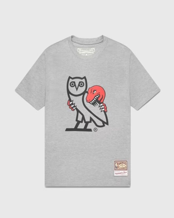 Ovo® x Mitchell and Ness 95 Raptors Og Owl T shirt-Grey