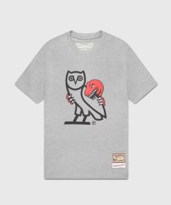 Ovo® x Mitchell and Ness 95 Raptors Og Owl T-shirt Grey