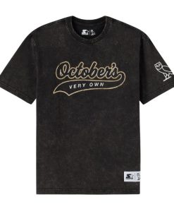OVO STARTER TEAM SCRIPT VINTAGE WASH T- SHIRT BLACK